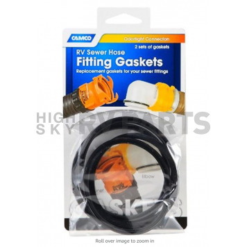 Camco Sewer Hose Connector Gasket - Package of Two Elbow and Two Bayonet Gaskets - 39834-1