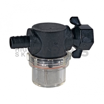 SHURflo Fresh Water Pump Strainer 1/2 inch Hose Barb Inlet x 1/2 inch Female Swivel Outlet 255-325-1