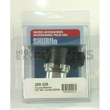 SHURflo Fresh Water Pump Strainer 1/2 inch Hose Barb Inlet x 1/2 inch Female Swivel Outlet 255-325-3