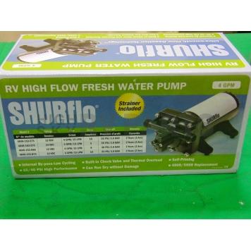 SHURflo Internal By-Pass Fresh Water Pump 4 GPM/ 55 PSI With Strainer 4048-153-E75-1