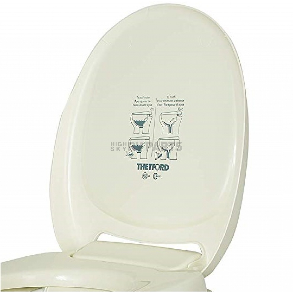 Thetford 31651 Parchment Aqua Magic V RV Toilet Pedal Flush-Low Profile-White Color-Thetford-31650 