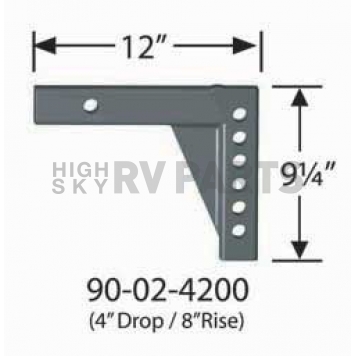 Equal-i-zer Weight Distribution Hitch Shank 2 inch Square 12 inch Length 8 inch Rise 4 inch Drop 90-02-4200 -3
