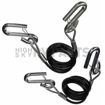 Demco RV Trailer Safety Cable 86'' Coiled With Hooks 7000 LB - Set Of 2-4