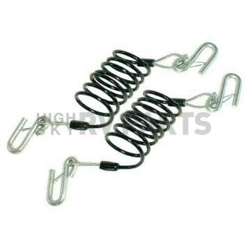 Demco RV Trailer Safety Cable 86'' Coiled With Hooks 7000 LB - Set Of 2-5