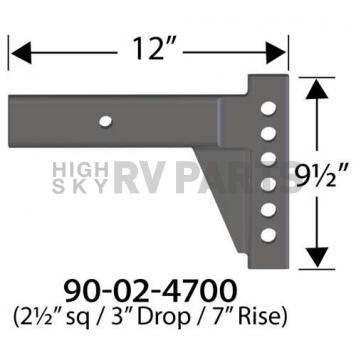 Equal-i-zer Weight Distribution Hitch Shank 2.5 inch Square 12 inch Length 7 inch Rise 3 inch Drop 90-02-4700-5