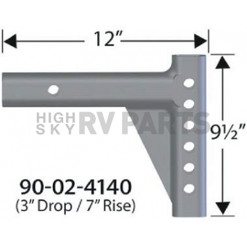 Equal-i-zer Weight Distribution Hitch Shank 2 inch Square 12 inch Length 7 inch Rise 3 inch Drop - 90-02-4140-1
