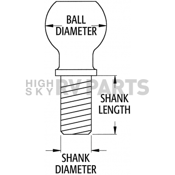 Tow Ready 1-7/8 inch Trailer Hitch Ball Chrome - 2K GTW - 3/4 inch Diameter 2-3/8 inch Long Shank - 63812-3