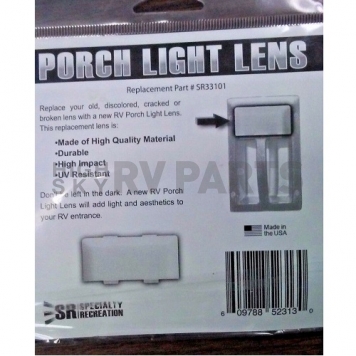 Specialty Recreation Porch Light Lens - White - SR33101-6
