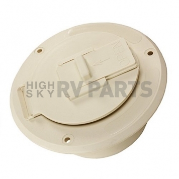 RV Designer Low Profile Round Electrical Hatch, Polar White, Access Door-1