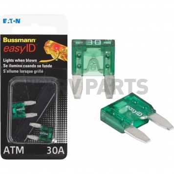 Bussman ATM Fuse Green Blade  30 Amp - Pack Of 2 -3