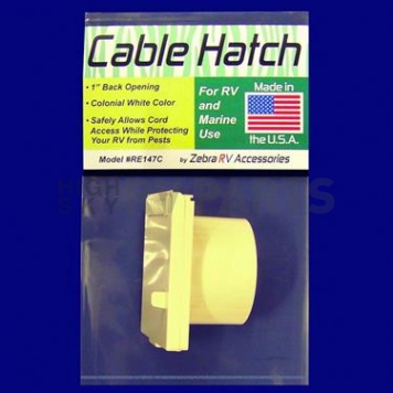 Zebra RV Cable Hatch, 1 inch Back Opening, Colonial White-2