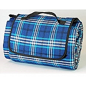 Carefree RV Picnic Blanket 6-1/2 Foot x 5-1/2 Foot Blue Plaid - 907002