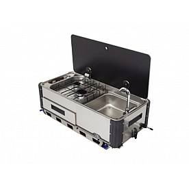 Suburban Mfg Cooktop With Sink Stainless Steel With Black Tempered Glass Lid - 3250AST