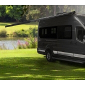 Carefree RV Lateral Box Awning - 13 Feet - Captain Navy/ Natural Stripes - BY157AX25