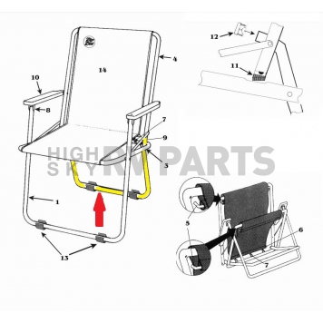 Rear Leg for Standard Zip Dee Folding Chair 335060