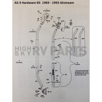1969 - 1993 Airstream Contour Patio Awning Hardware Kit AS-3-11