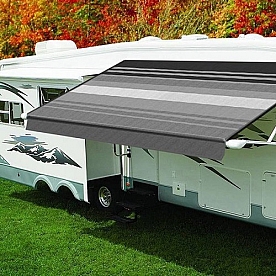 Carefree RV Patio Awning - 12 Feet - Black/ Gray Dune Stripe - QJ128D00