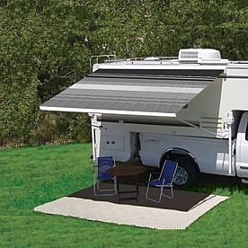Carefree RV Campout Awning - 2.5 Meter - Black/ Gray Dune Stripe - 981018D00
