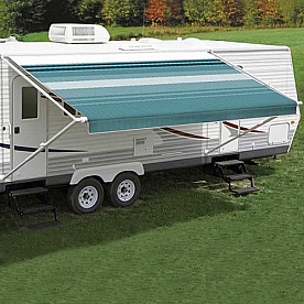 Carefree RV Patio Awning - 8 Feet - Teal Dune Stripe - QJ088C00
