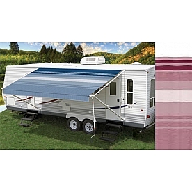 Carefree RV Fiesta Spring Assisted Patio Awning 19' Bordeaux Denim Stripes Vinyl - 86195502