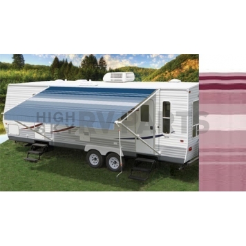 Carefree RV Fiesta Spring Assisted Patio Awning 19' Bordeaux Denim Stripes Vinyl - 86195502
