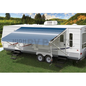 Carefree RV Fiesta Awning Patio Gray/ White Stripes 12 Feet Spring Assisted EB12VR23