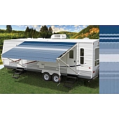 Carefree RV Fiesta Awning Patio Ocean Blue Denim Stripes 17 Feet Spring Assisted SE179A25