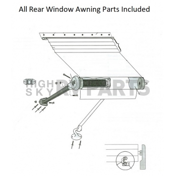 Rear Window Awning Bright Narrow Body Zip Dee - 1WA47-1