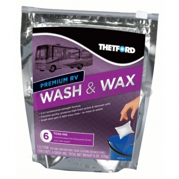 Thetford Premium Wash and Wax Toss-Ins Packet 1 Ounce - Pack of 6 - 96008