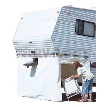 Adco 5TH Wheel Skirt, 64 inch x 266 inch Polar White Laminated Vinyl With Zipper Doors 3502-1