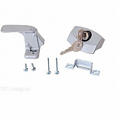 Entry Door Latch - Locking Camper Type - White with Key - E311