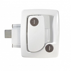 RV Designer Entry Door Latch White T502