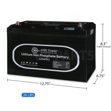 Aims Power Lithium Iron Phosphate Style (LiFePO4) Deep Cycle Battery - LFP12V104A-2
