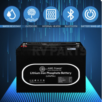 Aims Power Lithium Iron Phosphate Style (LiFePO4) Deep Cycle Battery - LFP12V104A-1