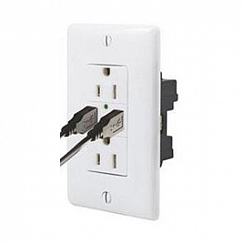 Receptacle 110V with Dual USB Charger White - 512481-08