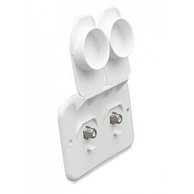 JR Products TV Cable Entry Plate - Dual Cables White - 543-B-2-A