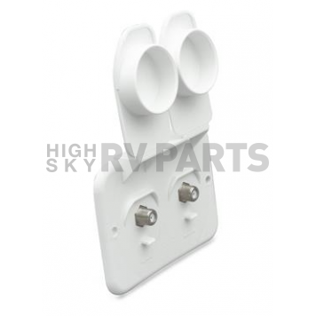 JR Products TV Cable Entry Plate - Dual Cables White - 543-B-2-A