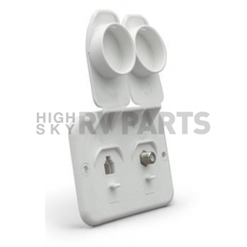 JR Products TV Cable Entry Plate White - 543-A-2-A