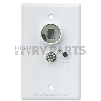 Winegard Wall Plate Power Supply 12 Volts DC/ Coaxial Input/ Output Connections/ Two-Way Splitter - RA-7296