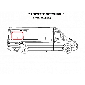 Curb Side Rear Window Glass Vented 372258-02