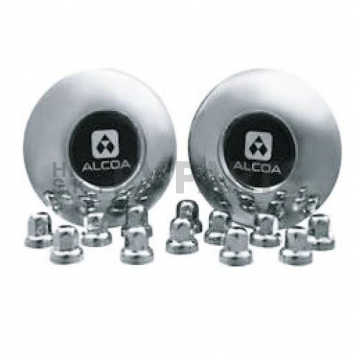 Front Hub Cap with a Set of Lug Nut Cover Chrome - Set of 2 - 021135
