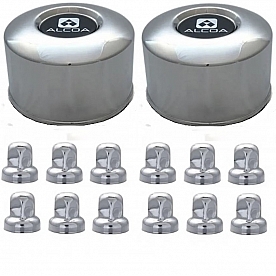Rear Hub Cap with a Set of Lug Nut Cover Chrome - Set of 2 - 312700
