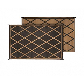 Faulkner RV Patio Mat 12 Feet x 9 Feet Black/ Beige Diamond Design - 68888