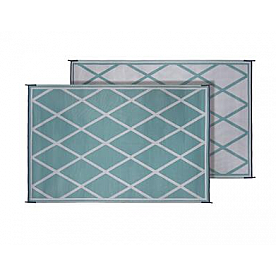 Faulkner RV Patio Mat 12 Feet x 9 Feet Turquoise/ White Diamond Design - 68902