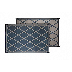 Faulkner RV Patio Mat 12 Feet x 9 Feet Blue/ Ivory Diamond Design - 68912