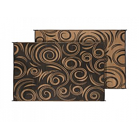 Faulkner RV Patio Mat 12 Feet x 9 Feet Black/ Beige Swirl Design - 68946