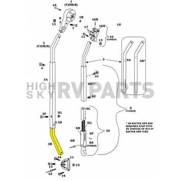 Bright '88 Hinge Bar for Awning Main Arm Tube - 211300-XXX