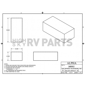 Alpha System 18X39X14 Water Tank - 388002A