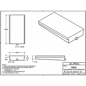 Alpha System Holding Tank 56" x 30" x 8.75" with Probes -  466001