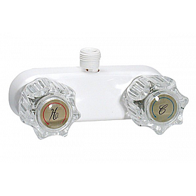 Phoenix Products Shower Faucet with 2 Clear Crystal Acrylic Knob Handle White - PF223242